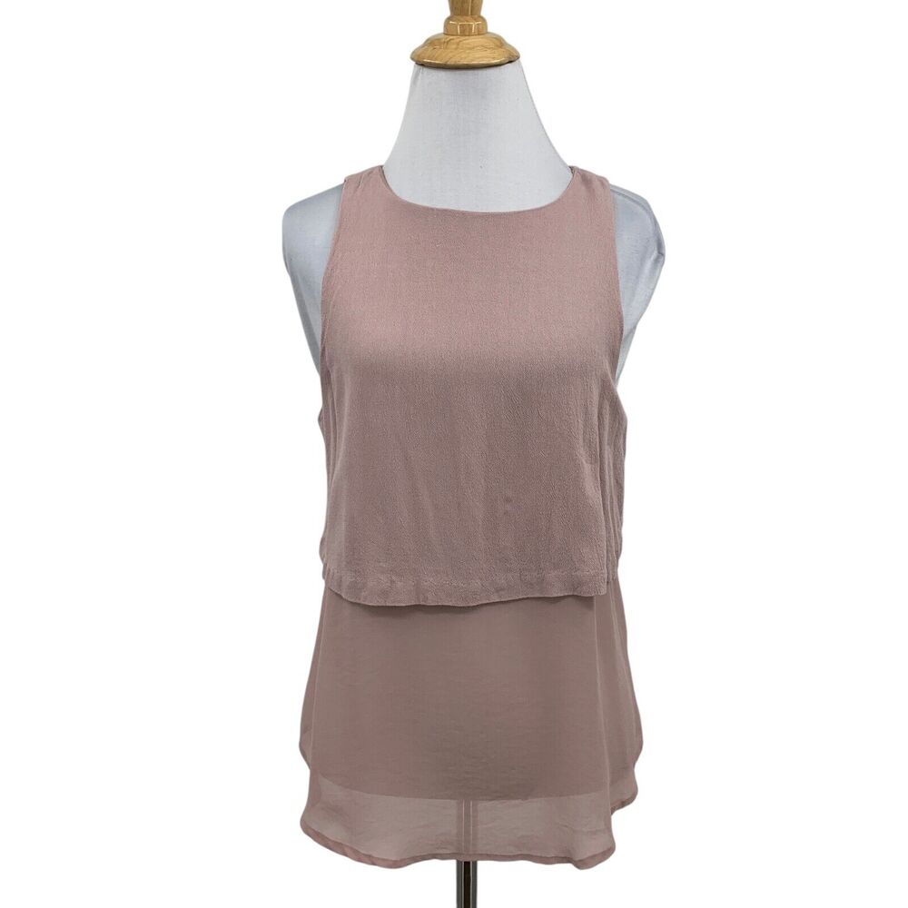 Astr Blouse Women S Small Foxglove Button Back Sleeveless Layerup Chiffon Tiered
